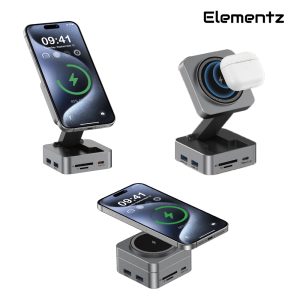 Alternative view of us Q2 USB-C 10 in 1 Hub With Wireless Charger<br>(FC-19)